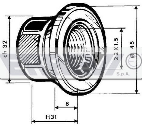 DADO M.22X1,5 CH.32 DACR. ROR