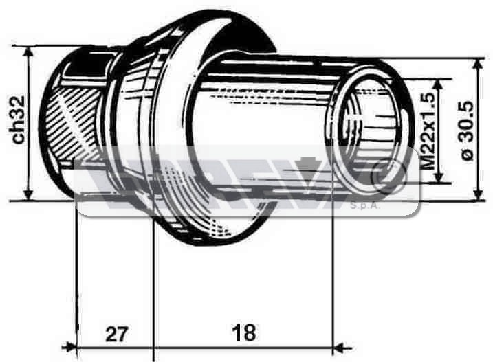 DADO C/GUIDA M22X1,5 H45 EUROC.