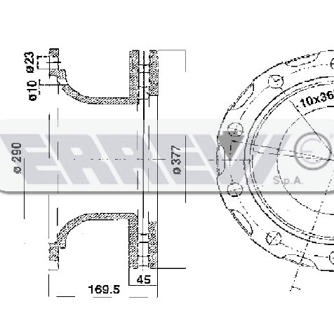 DISCO FRENO D.377 10 F. BPW 9T.