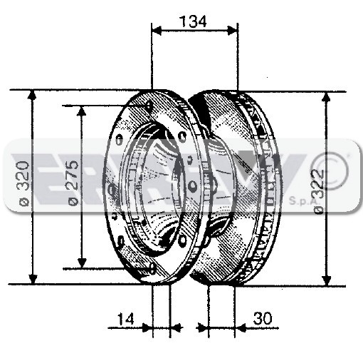 DISCO FRENI D.322-8FORI E.CARGO