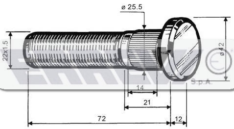 COLON.FISS.RUOTA M22X1,5   DAF