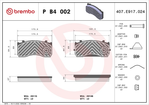 [P B4 002] PASTIGLIE FRENO